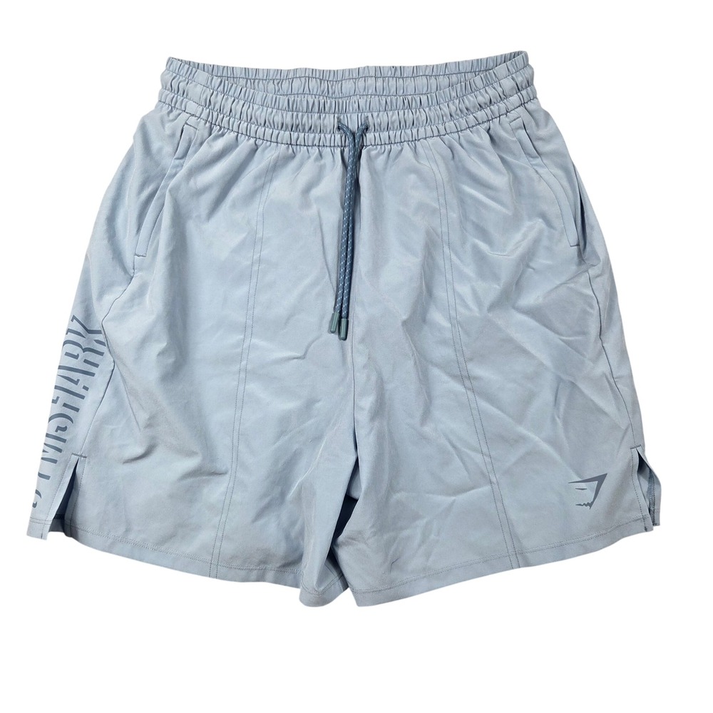 Gymshark Athletic Shorts Womens M Blue Excellent Drawstring Logo B4A9R